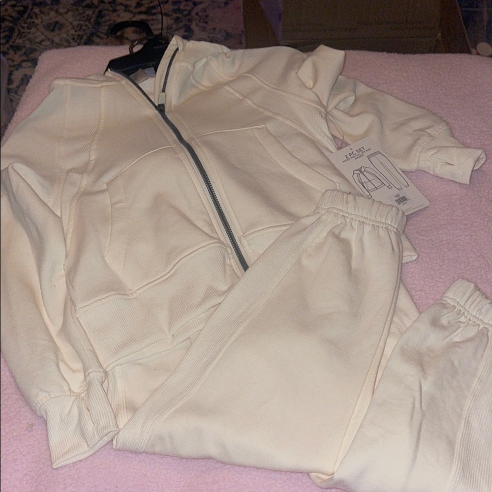 Danskin Cream Zip-Up Hoodie and Joggers Set